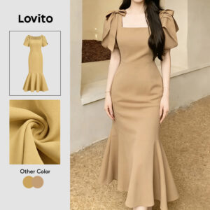 Vestido Feminino Lovito Elegante Nacional Leve para Primavera verão