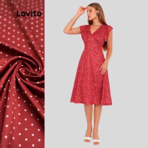 Vestido Feminino Lovito Midi Sem Manga Estampa Bolinhas DRB407BRL436