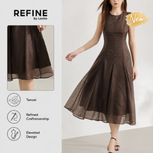 Vestido Feminino Marrom Longo Sereia Duas Camadas em Tela Respirável