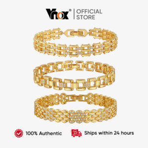 Vnox 14K Banhado A Ouro Zircônia Cúbica Pulseira De Relógio Chunky — Relógios e Óculos