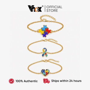 Vnox 3 Peças Conjunto De Pulseira Com Pingente De Quebra-Cabeça De