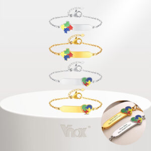 Vnox Personalizado Gravar Id Autismo Sinal Quebra-Cabeça Pulseira