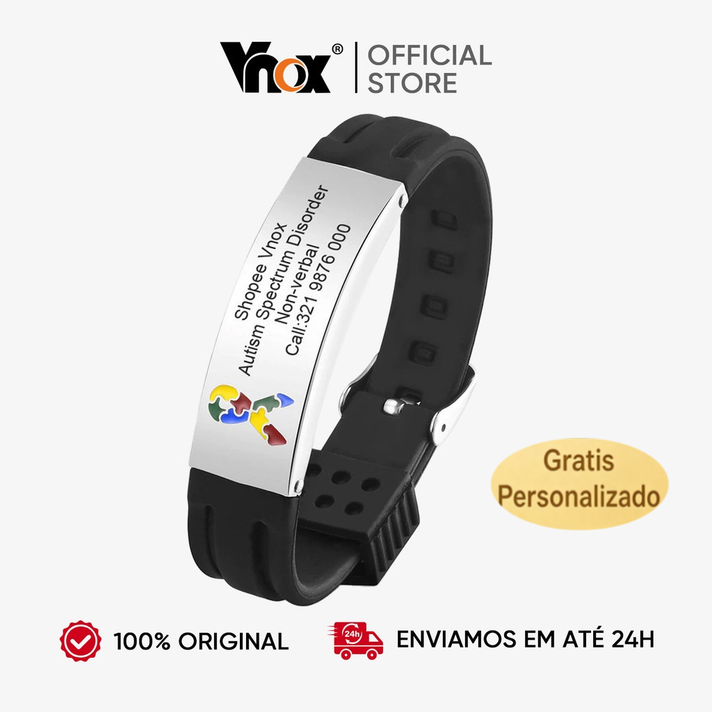 Vnox Pulseira Personalizada De Quebra-Cabeça Autismo Para Meninos,De