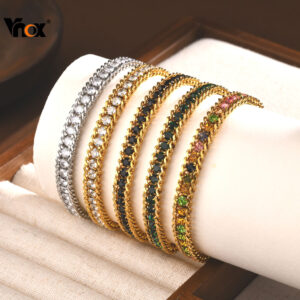 Vnox Pulseiras De Tênis De Aço Inoxidável Para Mulheres Na Moda Aaa