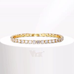 Vnox Zircon Pulseira De Tênis Cubic Para Menina Feminina 18K Gold — Calçados