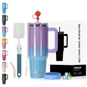 Watersy Copo Térmico Inox Modelo arco-íris 1182ml Tampa com Canudo