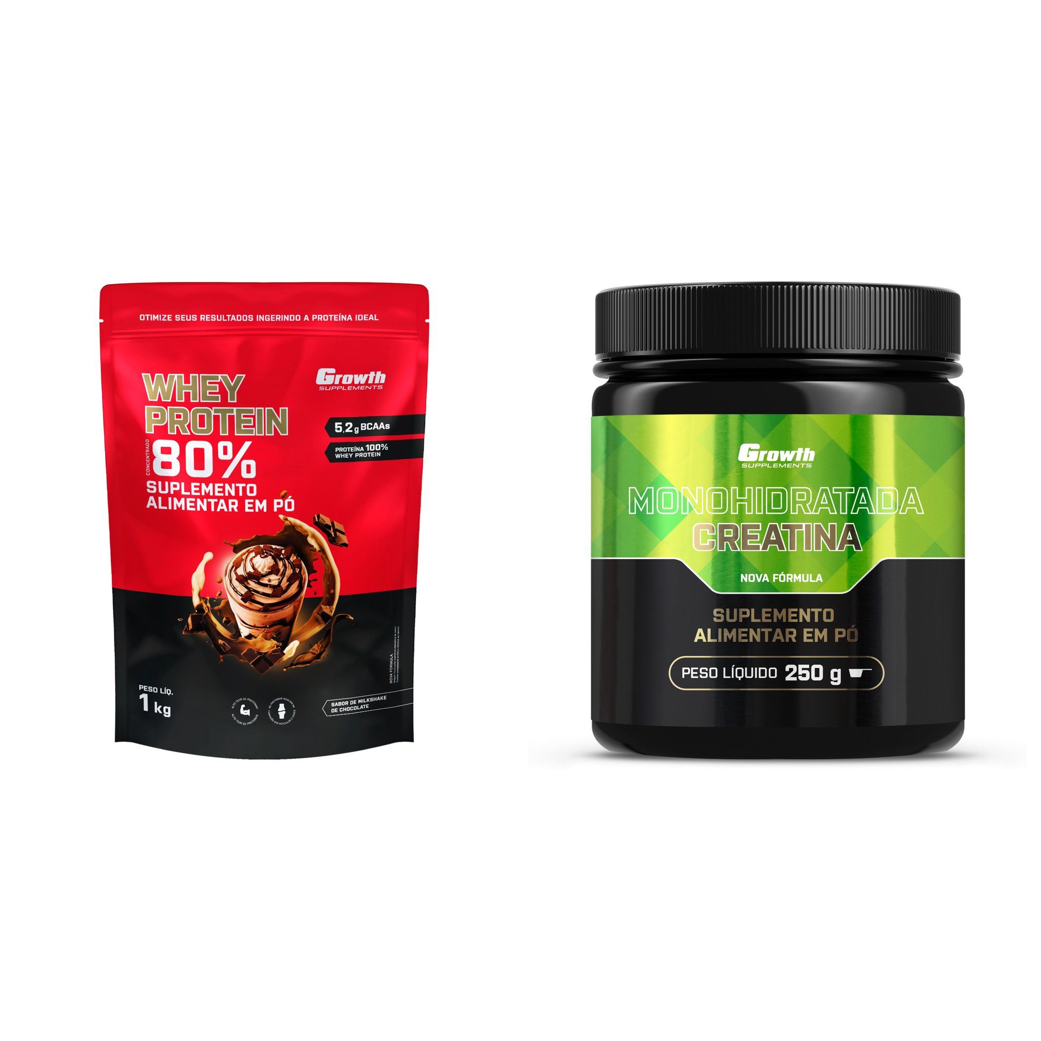 Whey Concentrado 1kg Creatina Monohidratada 250g Growth Supplements