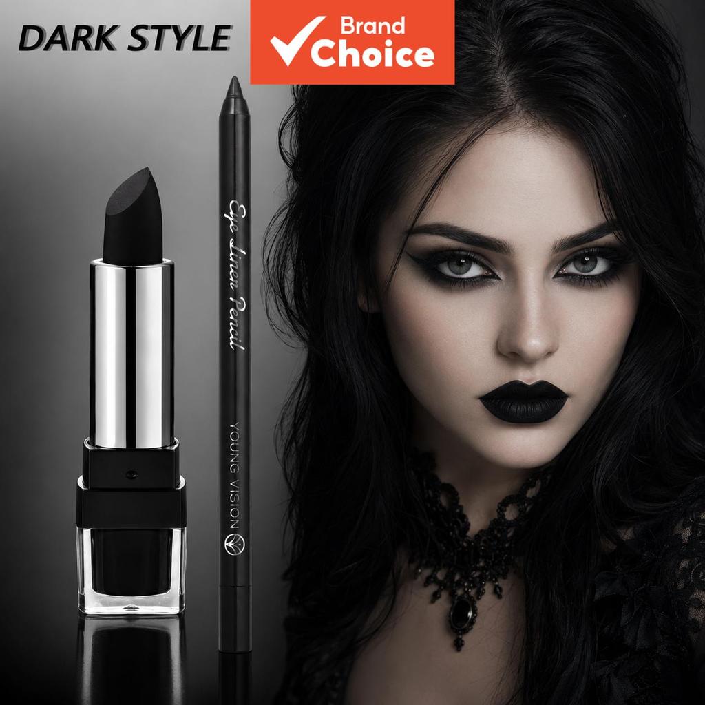 Young Vision Batom Matte Preto Escuro à Prova d'Água Lápis